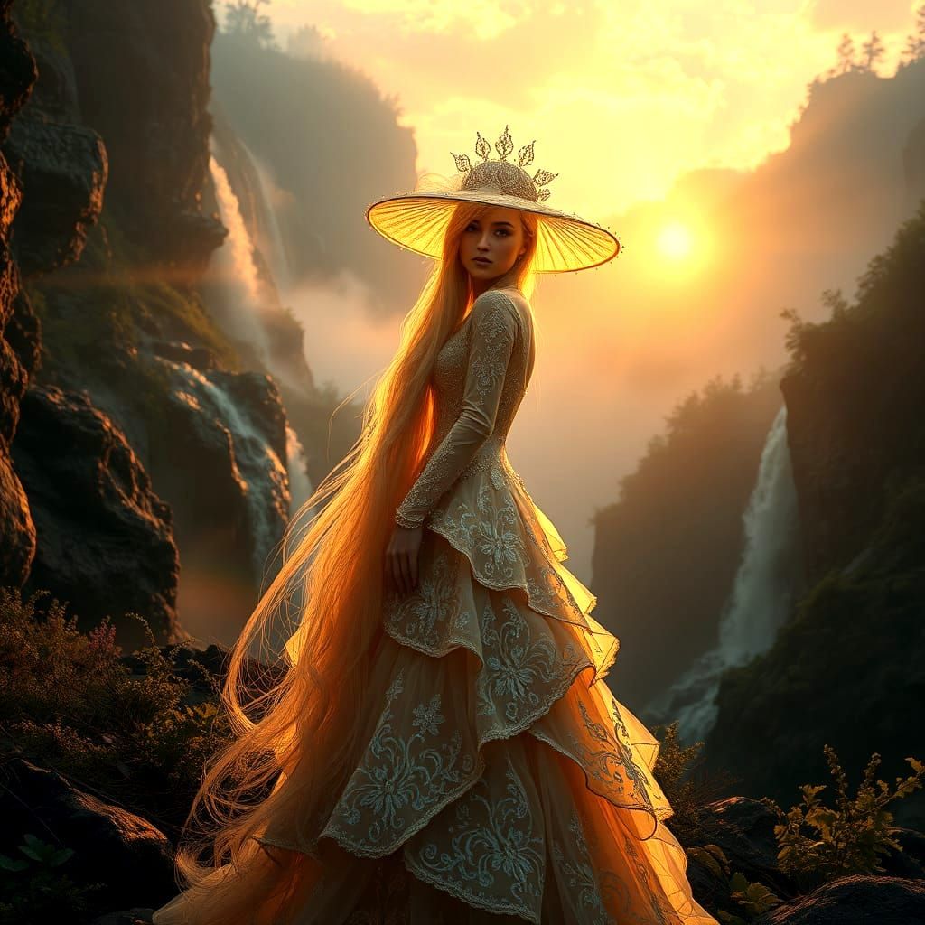 Ethereal Glass Beauty in Sunset Landscape