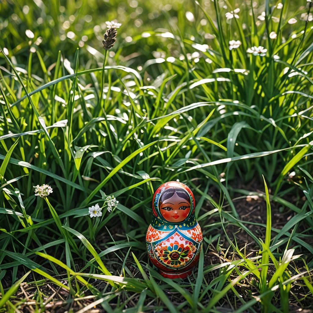 African Matrioshka Doll in Spring Grass