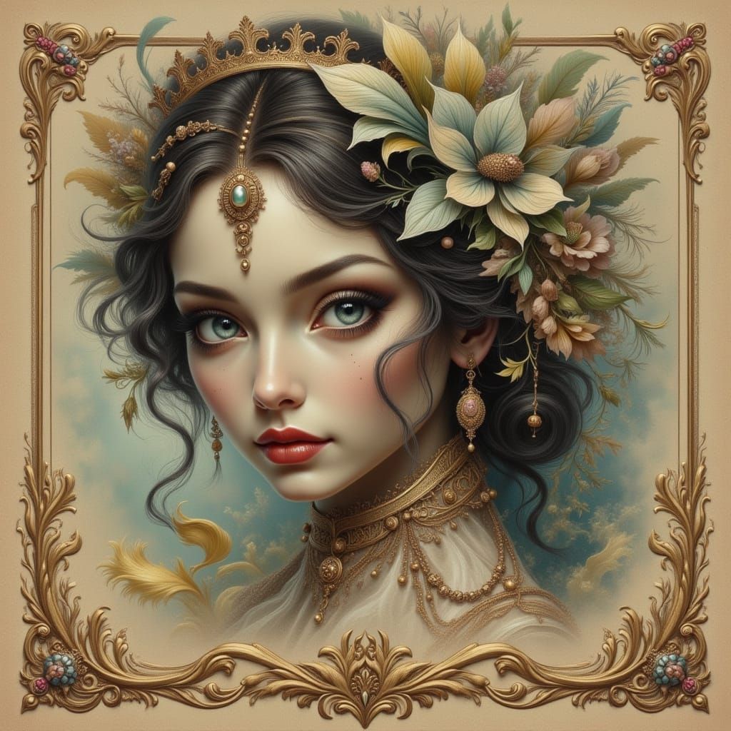 Ethereal Dark Portrait With Whimsical Elements