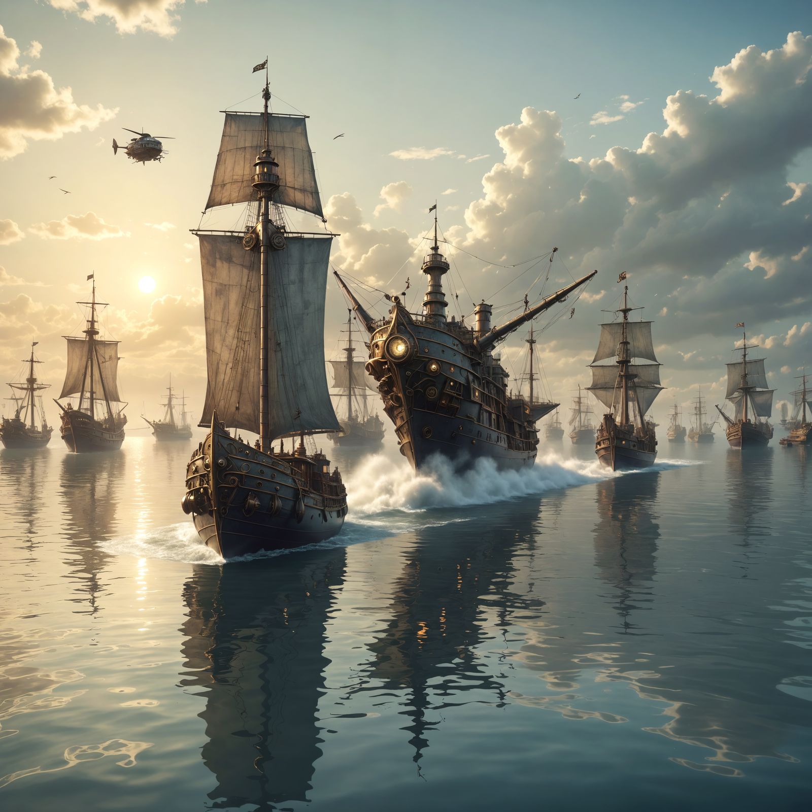 Steampunk Sailing Vessels and Mechanical Sea Dragon Emerge f...