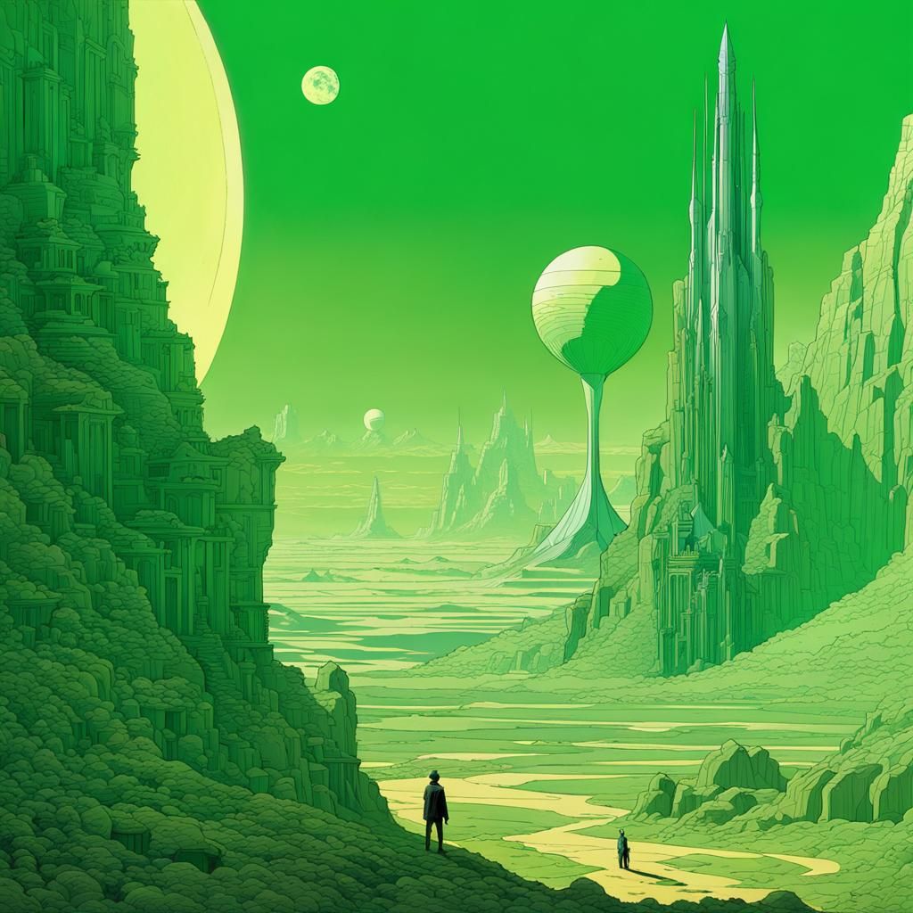 Mystical Warlock on Alien Desert Sculpture