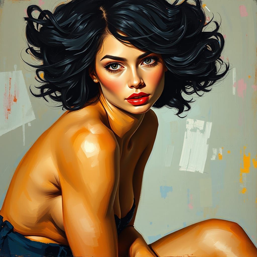 Powerful Woman: Nude Art in Expressionist Style