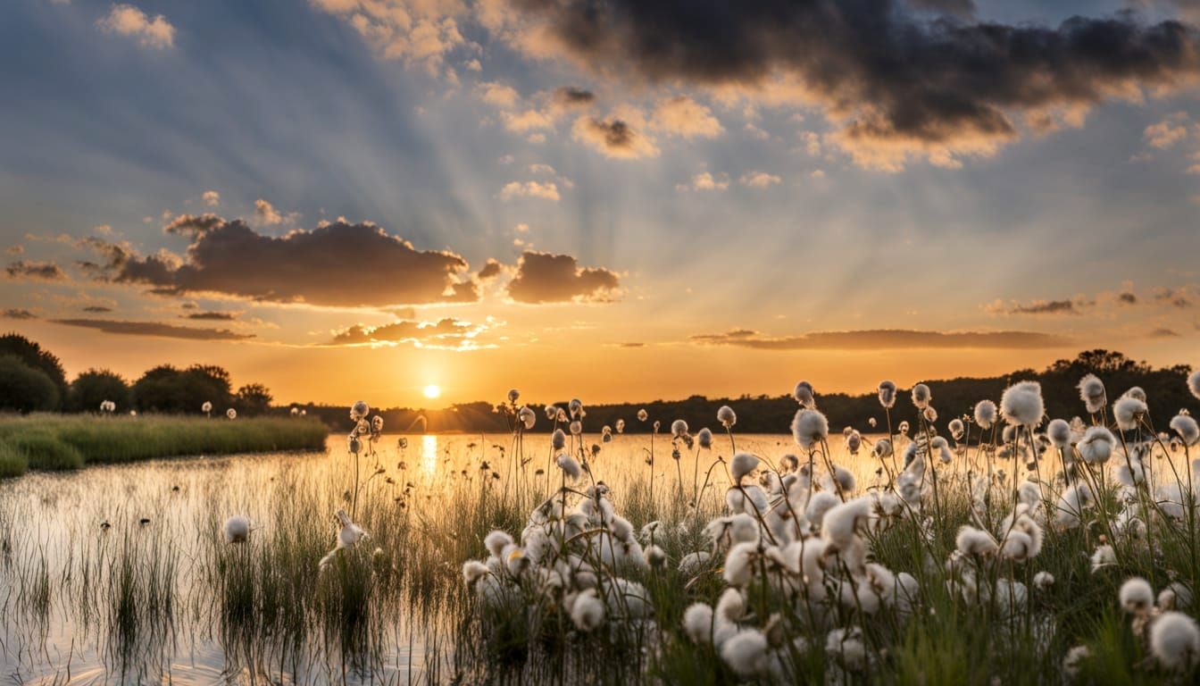 Golden Hour Sunset Landscape Reflection