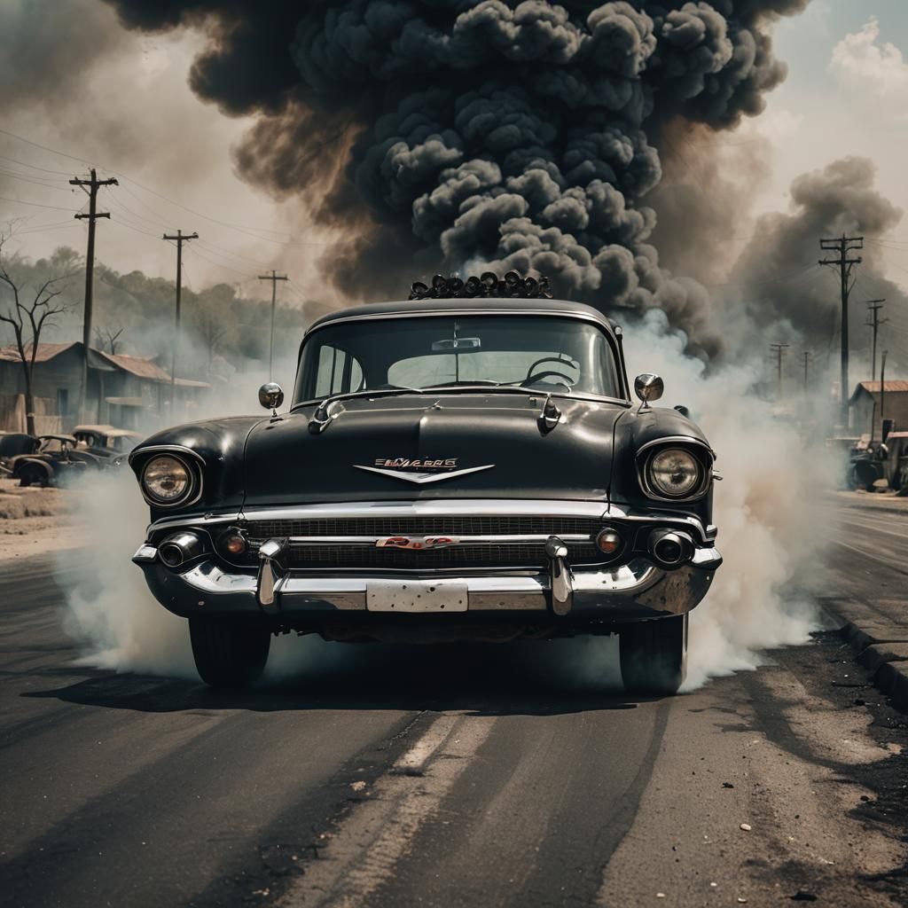 Ominous 1957 Chevy on Road to Hell