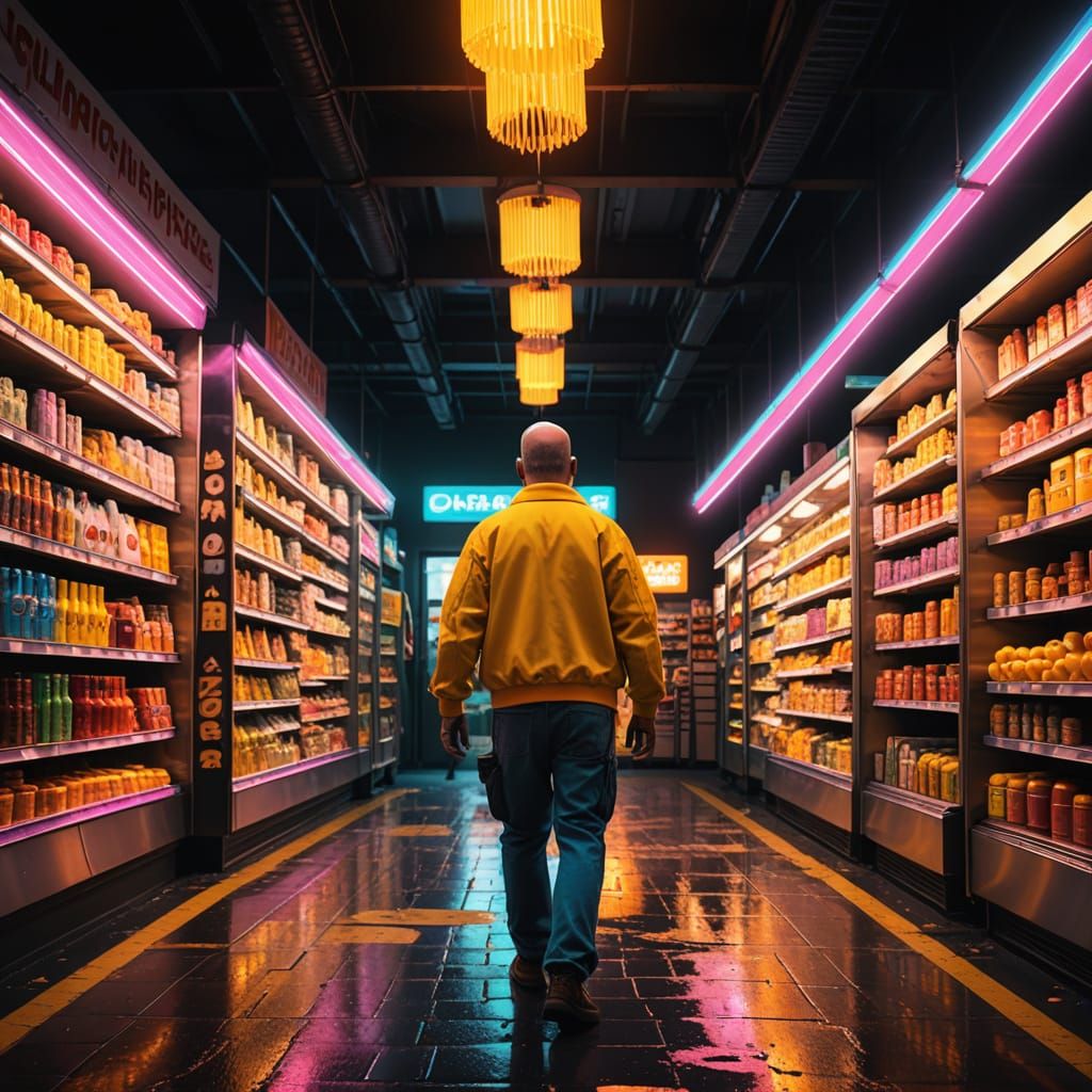 Homer Simpson Sleepwalking in a Dystopian Grocery Store Nigh...