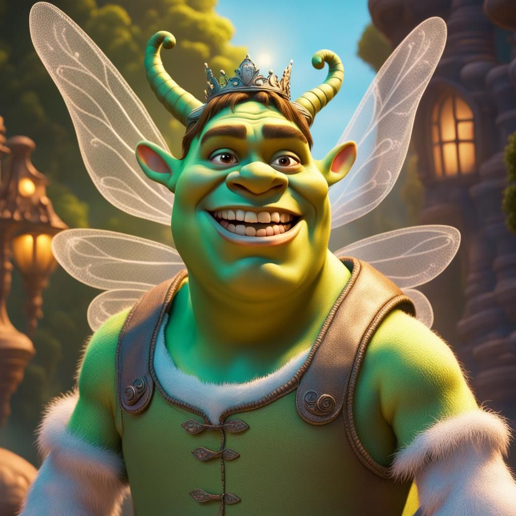 Hyperrealistic Shrek as the Tooth Fairy