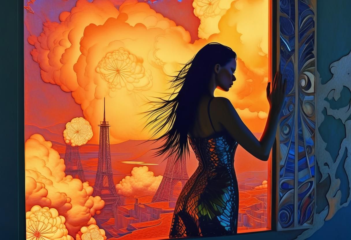 Retrofuturistic Apocalypse: Woman Embraces the End