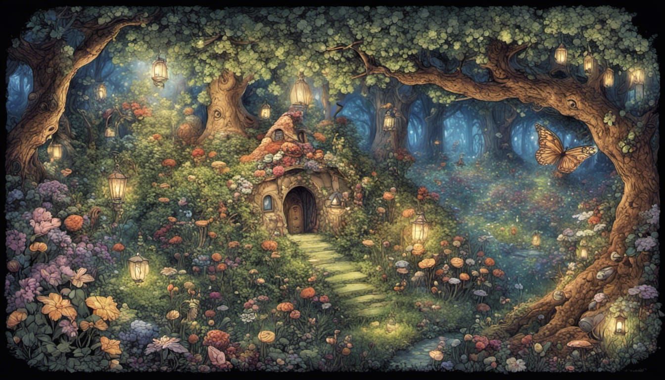 Fairies Frolic in Quantum Zentangle Nightscape