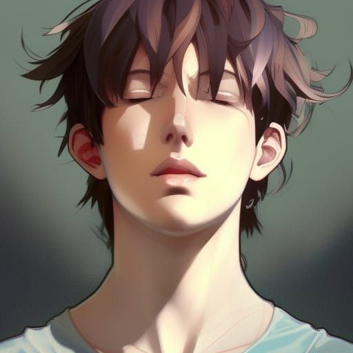 Anime Boy Portrait in Hyperdetailed Splash Art Style