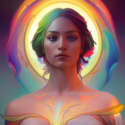 Rainbow Goddess Iris Portrait in Hyperdetailed Style