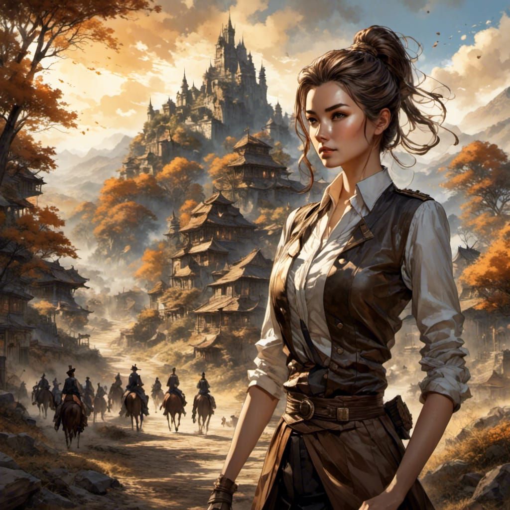 Girl in Uniform on Battlefield as Matte Painting