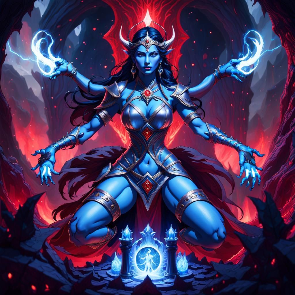 Protective Blue Goddess Shields Medieval City