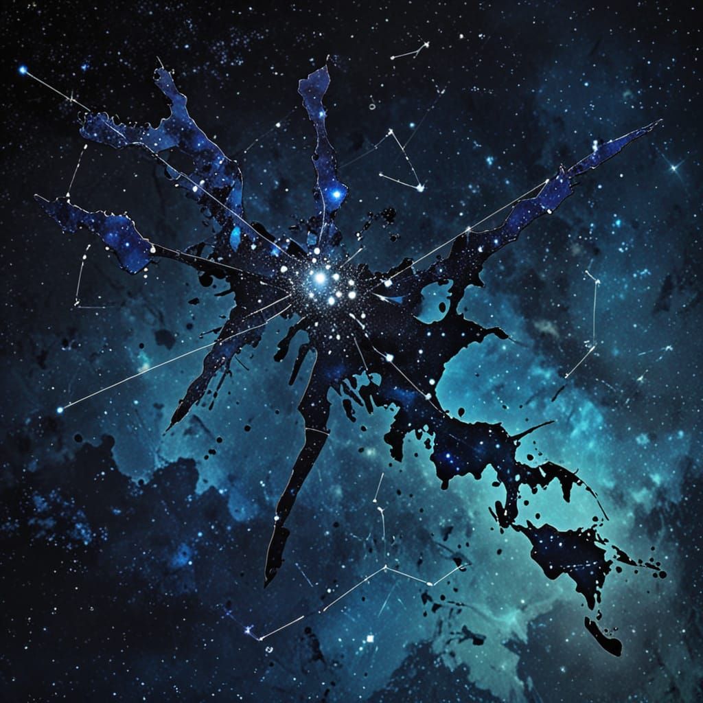 Celestial Ink Splatter Constellation Map