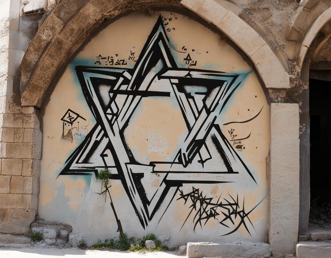 Graffiti Art on Ruins: "Am Yisrael Chai"