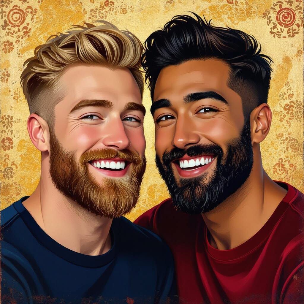 Impressionist Portrait of Two Handsome Men