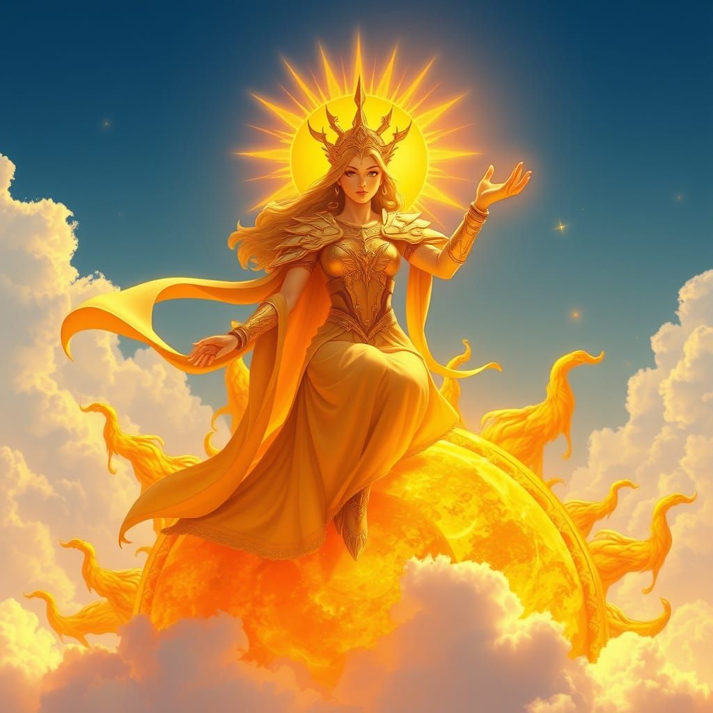 Radiant Sun Goddess Reaching for the Horizon