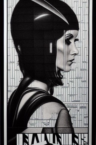 Brunette in Bauhaus Club: Cyberpunk 1970s Portrait