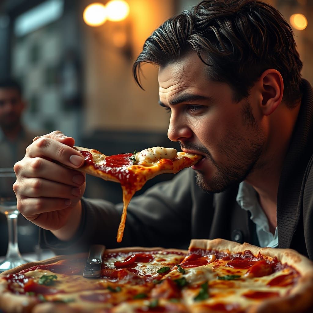 Leonardo dicaprio eating pizza