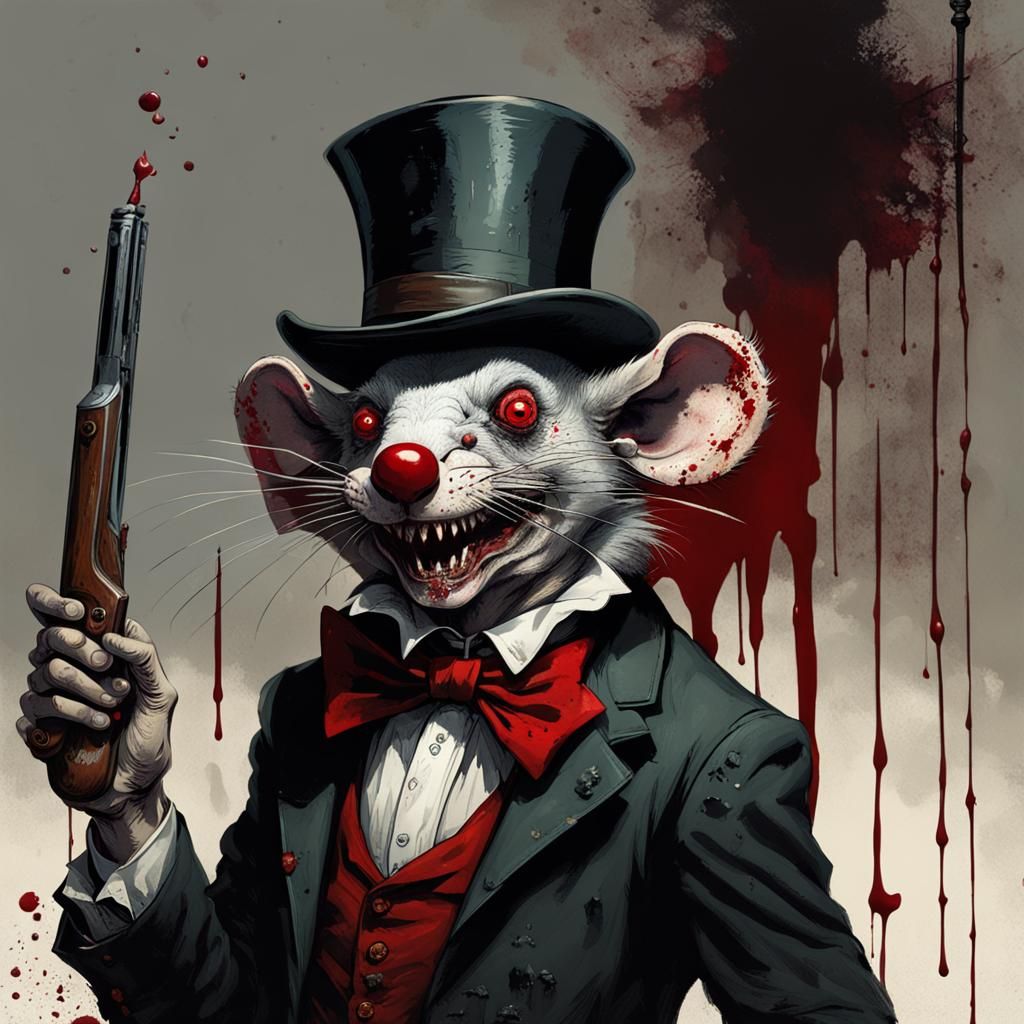 Gothic Horror: Rat Clown with Shotgun