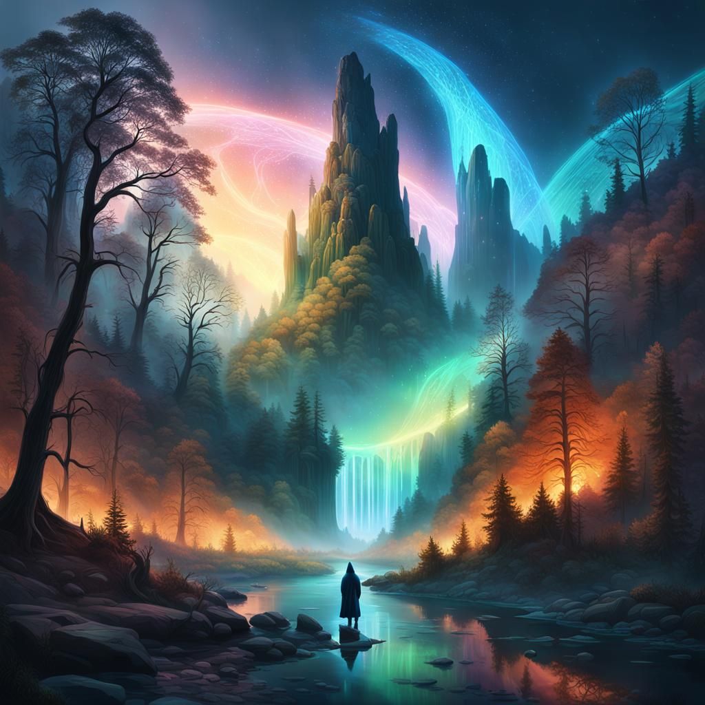 Ethereal Valley of Wonder under Twilight Skies