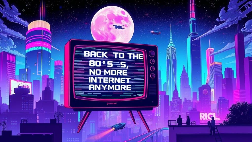 Retro-Futuristic Cityscape With 80s Tech