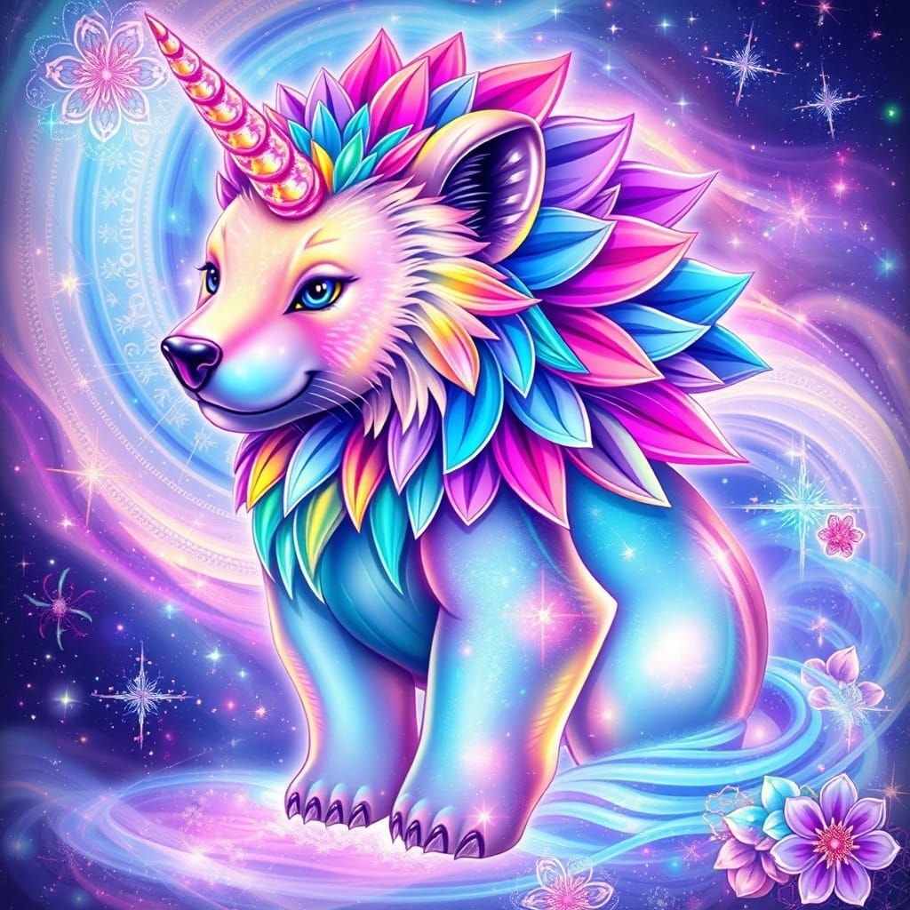 Cosmic Bear Unicorn: Iridescent Dream Being