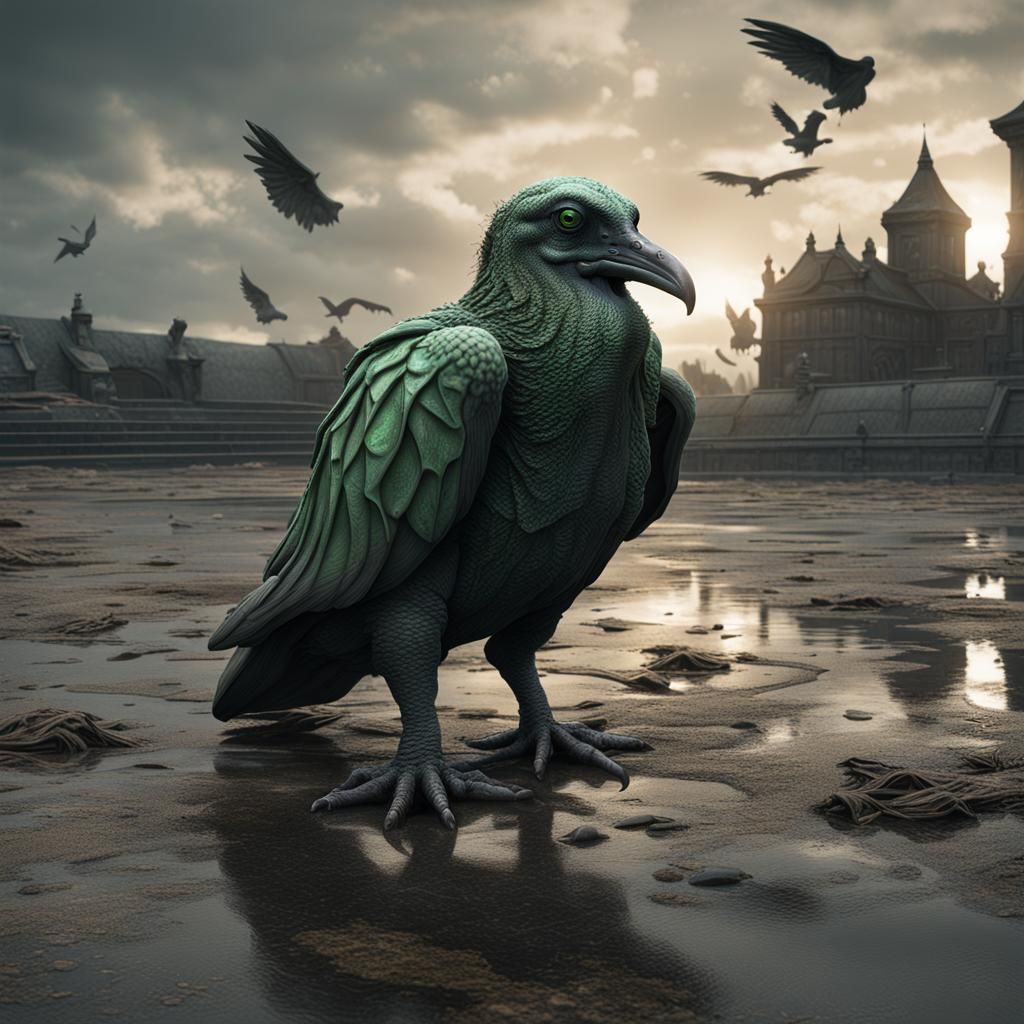 Dramatic 8k Cthulhu-Pigeon Hybrid