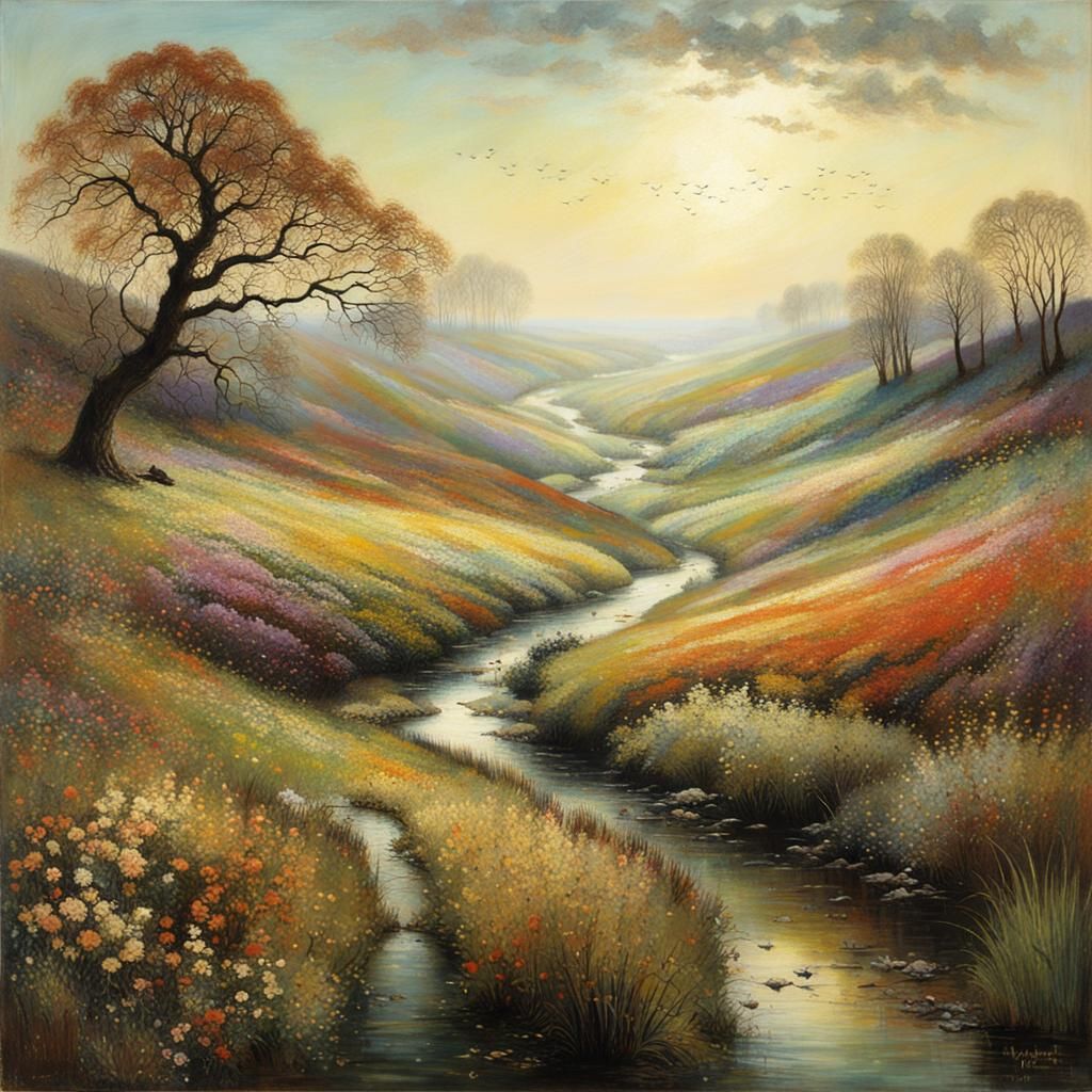 Evocative Landscape in Romantic Realist Style
