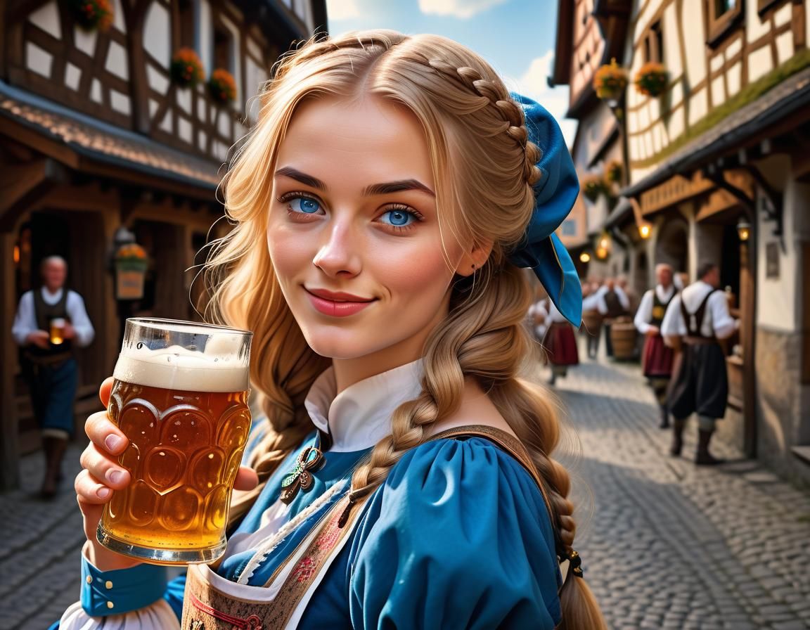 Bavarian Waitress Portrait in Renaissance Style