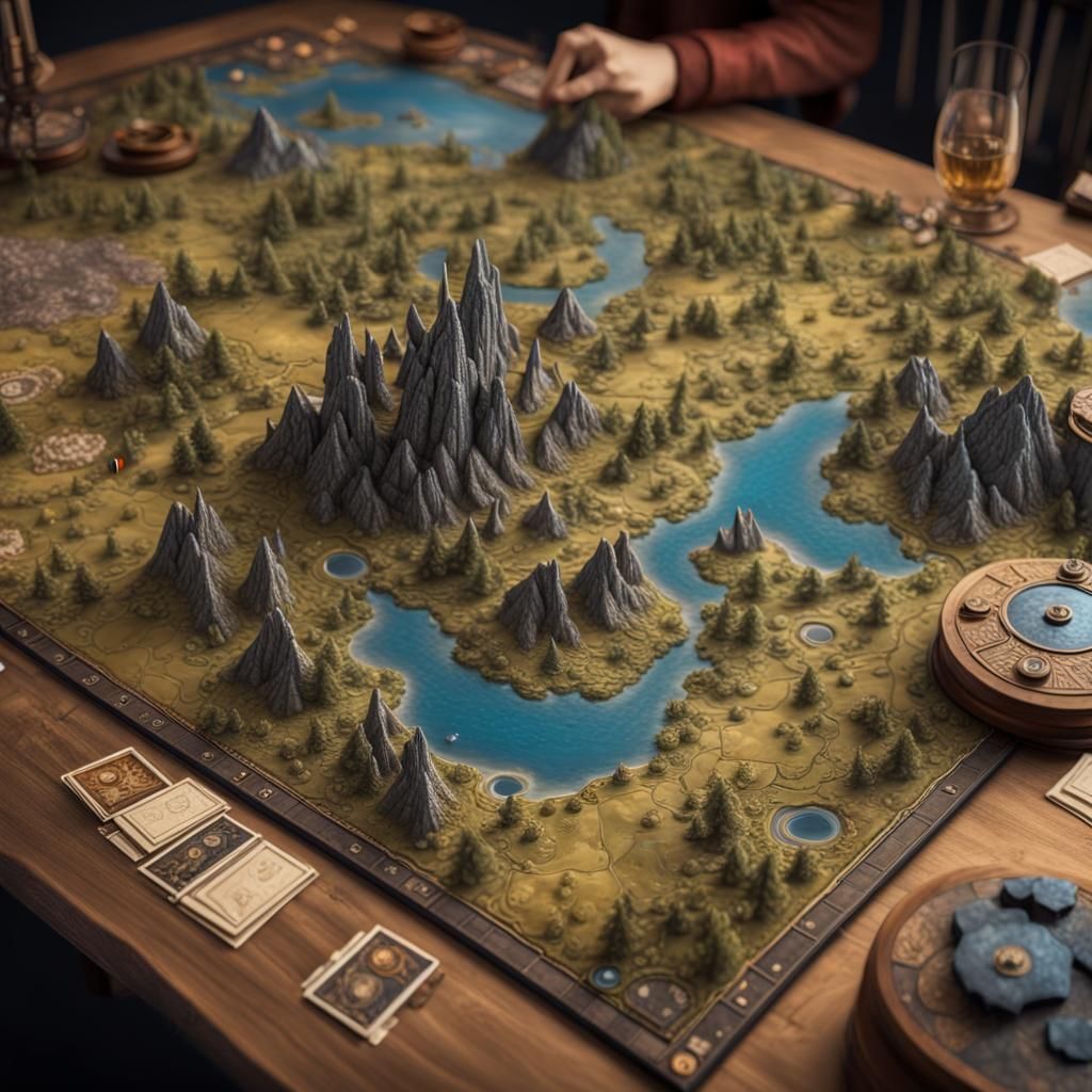 Fantasy Landscape Board Game in 3D