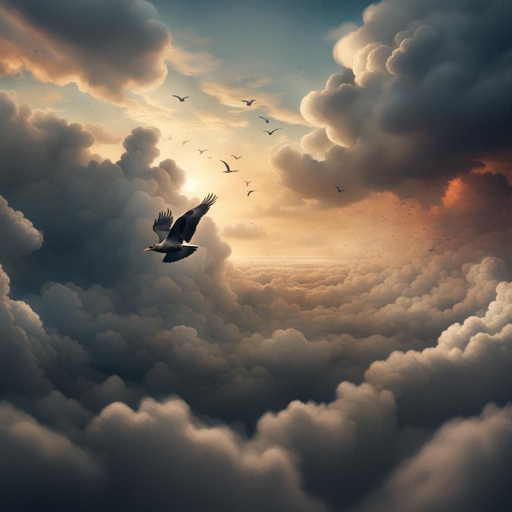 Bird in Sky: Epic Cinematic Digital Painting
