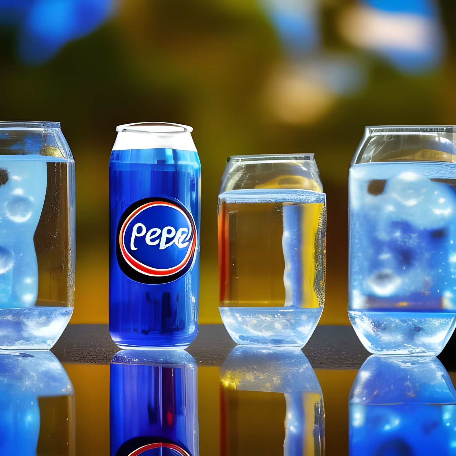 Pepsi Glass with Bubbles in Blue Ambience