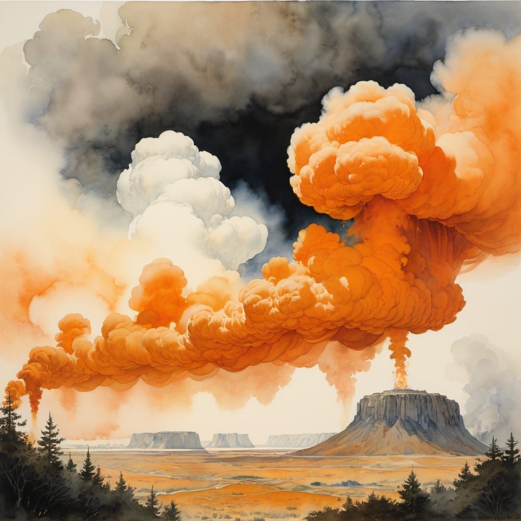 Trump Surrounded by Viscous Orange Smoke