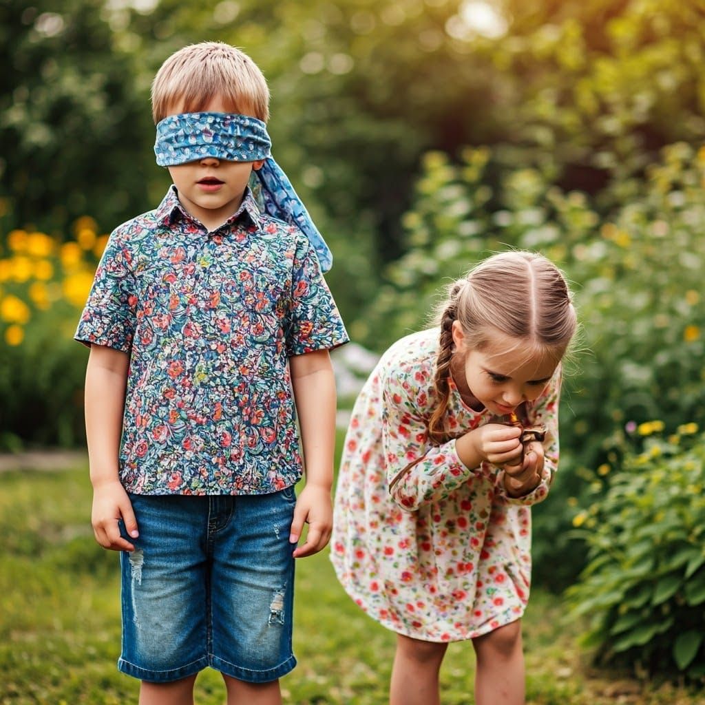 Innocence: Children Playing in Sun-Drenched Courtyard