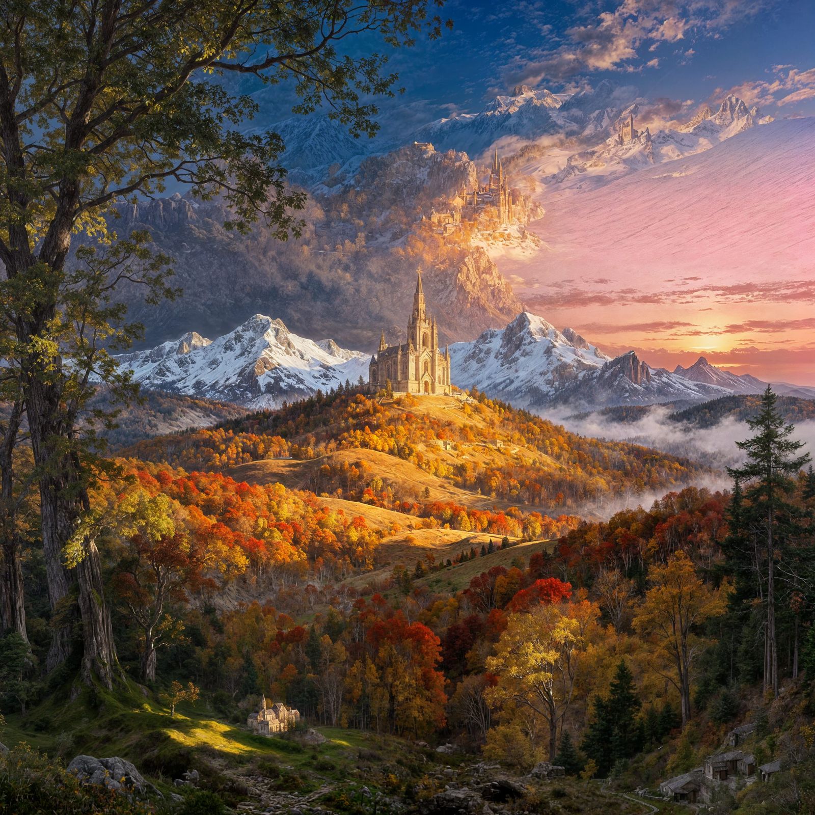 Classical Painting of a Majestic Fantasy Landscape