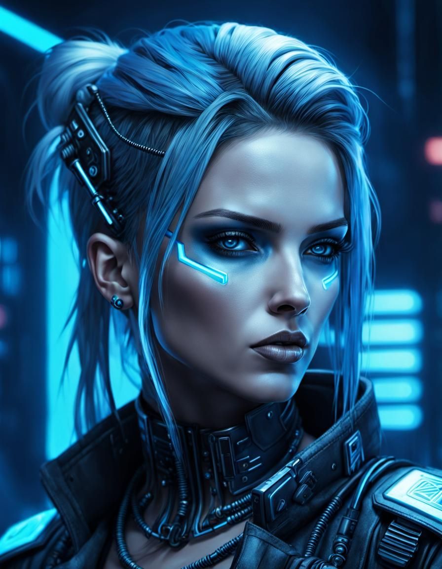 Cyberpunk Woman Portrait in Post-Apocalyptic Setting