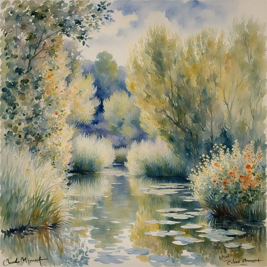 Impressionistic Watercolor Painting in Monet's Style
