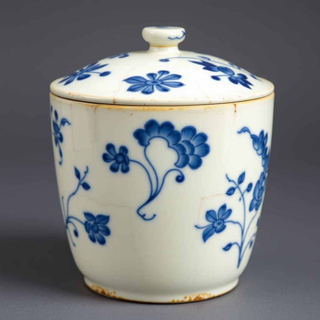 Antique Chinese Tea Canister with Blue Underglaze