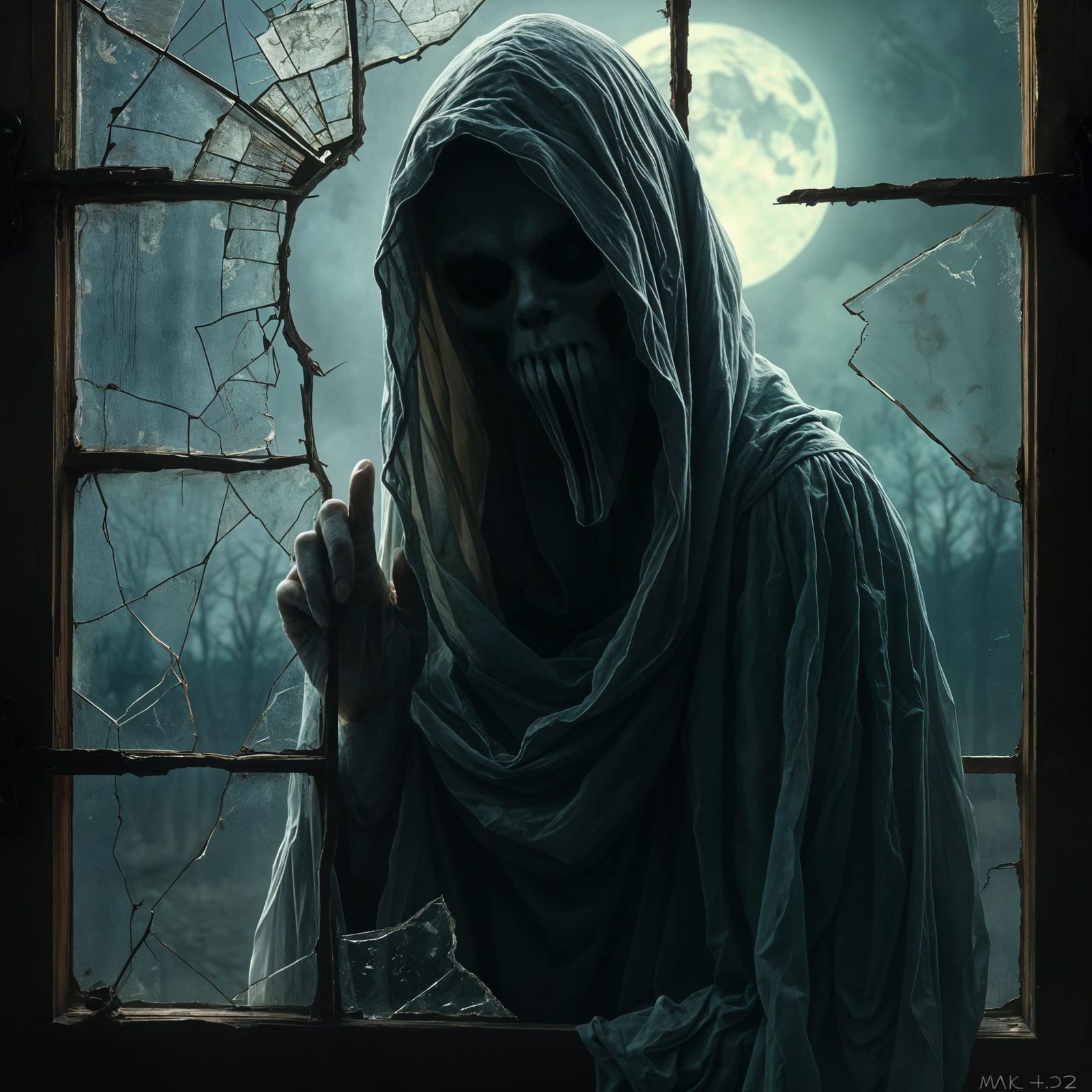 Ethereal Specter in Moonlit Ruin