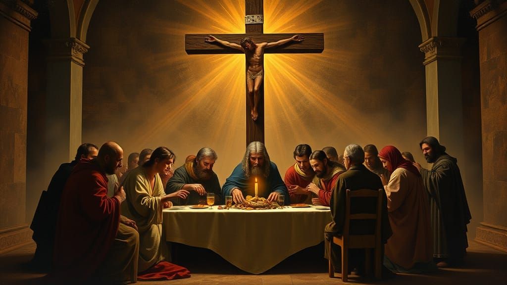 Sacred Last Supper Scene Depicts Eucharistic Sacrifice
