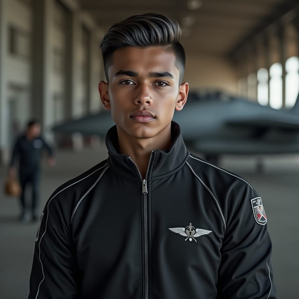 Young Indian Air Force Chief Portrait in Photorealistic Styl...