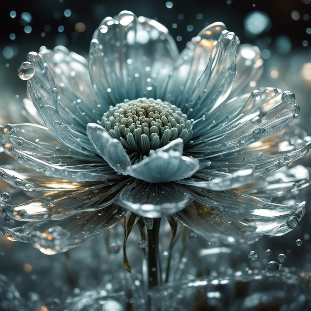 Detailed Ice Flower Sculpture in Digital Art Style