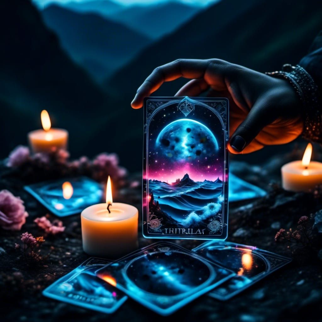 Ocean Wave Tarot Card in Double Exposure