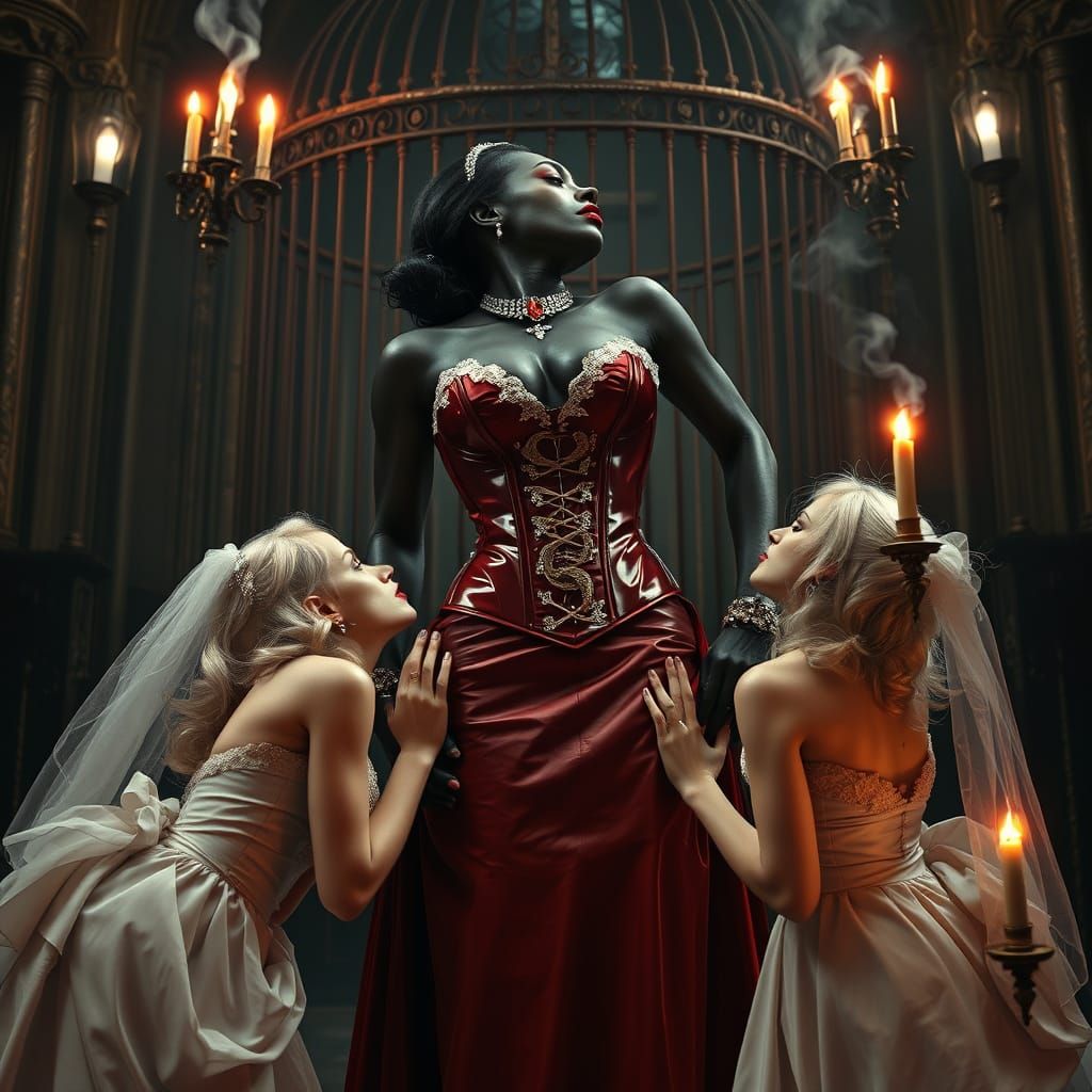 Dark Vampire Queen Adorned in Gothic Splendor