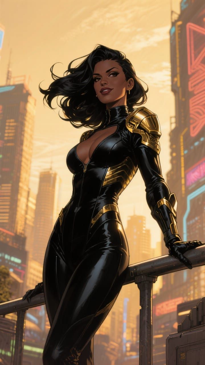 Hyperrealistic Pin-Up of a Futuristic Woman