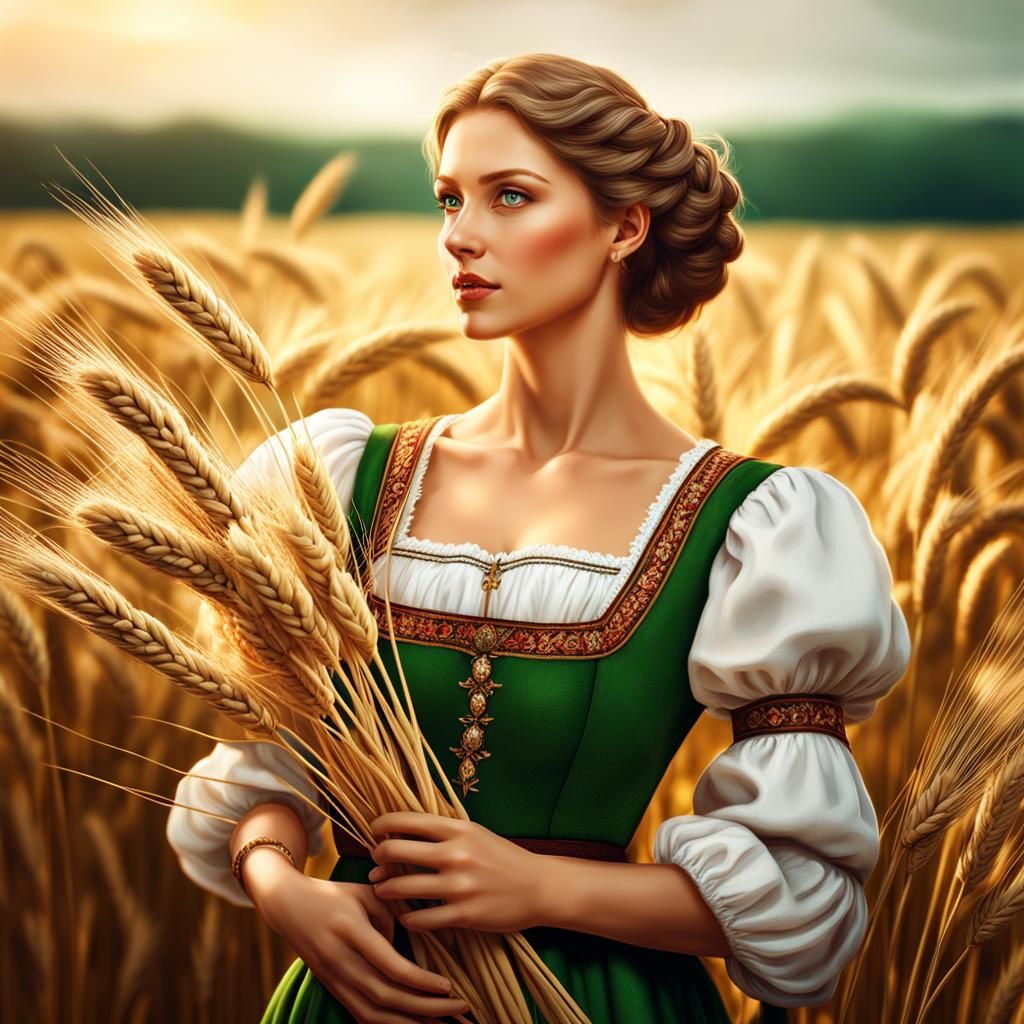 German Woman in Traditional Dress, Digital Art