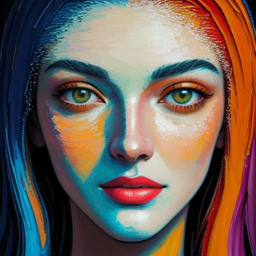 Neo-Impressionist Face in Oil Painting Style