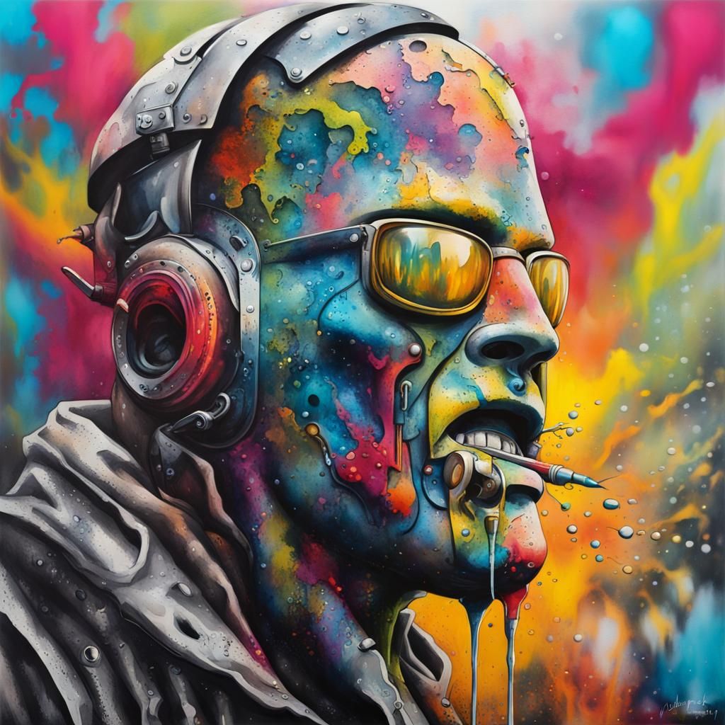 Metal Man Rosses Point in Graffiti Watercolor