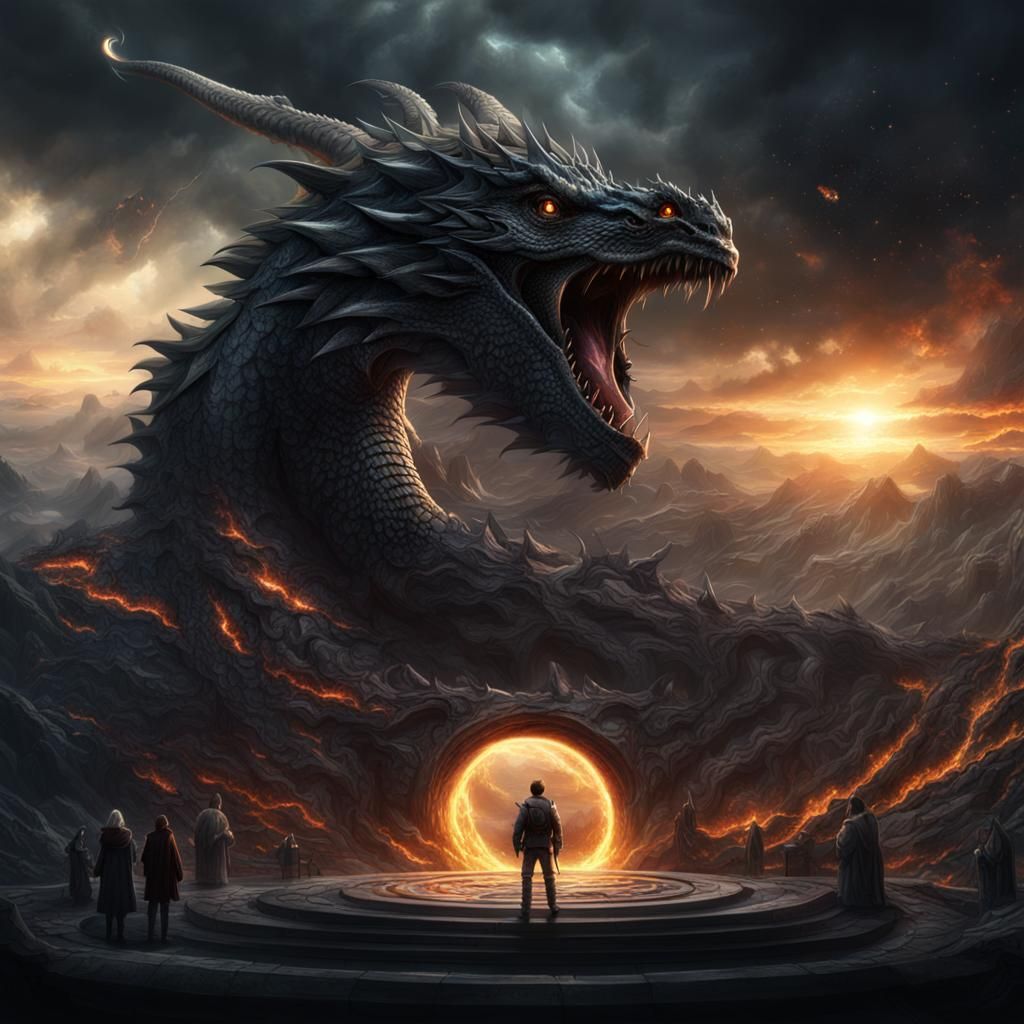 Epic Black Hole Dragon Digital Matte Painting