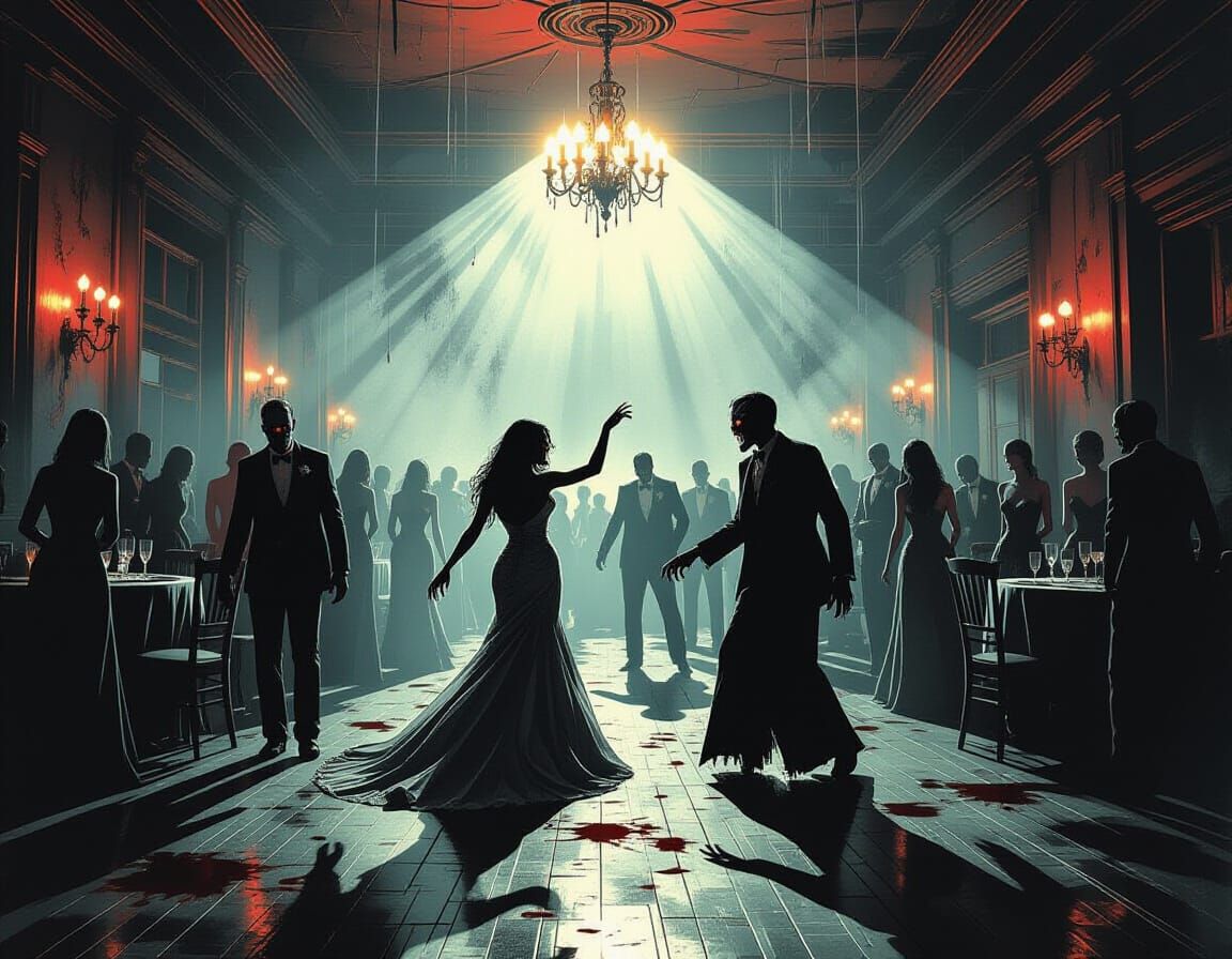 Zombie Prom Night Dance in Dark Fantasy Style